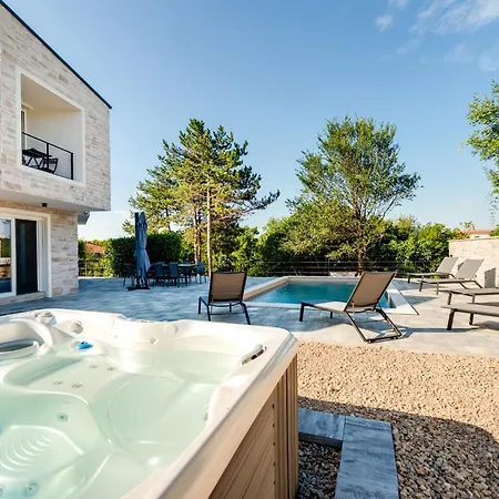 Modern With Heated Pool, Whirpool In Quiet Area - By Traveler Tourist Agency Krk Id 2180 * Gostinjac