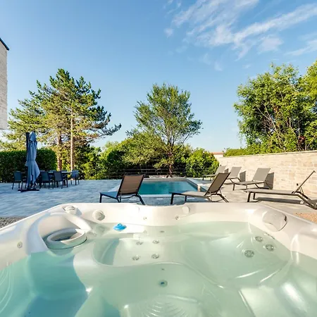Modern With Heated Pool, Whirpool In Quiet Area - By Traveler Tourist Agency Krk Id 2180 Willa Gostinjac