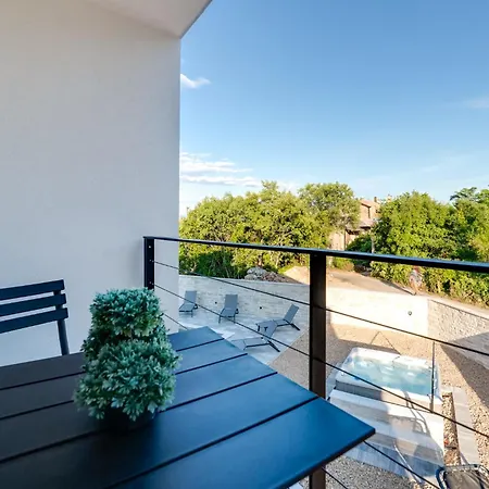 Modern With Heated Pool, Whirpool In Quiet Area - By Traveler Tourist Agency Krk Id 2180 Villa Gostinjac