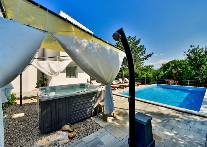 Villa Modern With Pool, Whirpool In Quiet Area - By Traveler Tourist Agency Krk Id 2180 Gostinjac